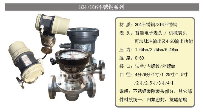 橢圓齒輪流量計智能型不銹鋼材質